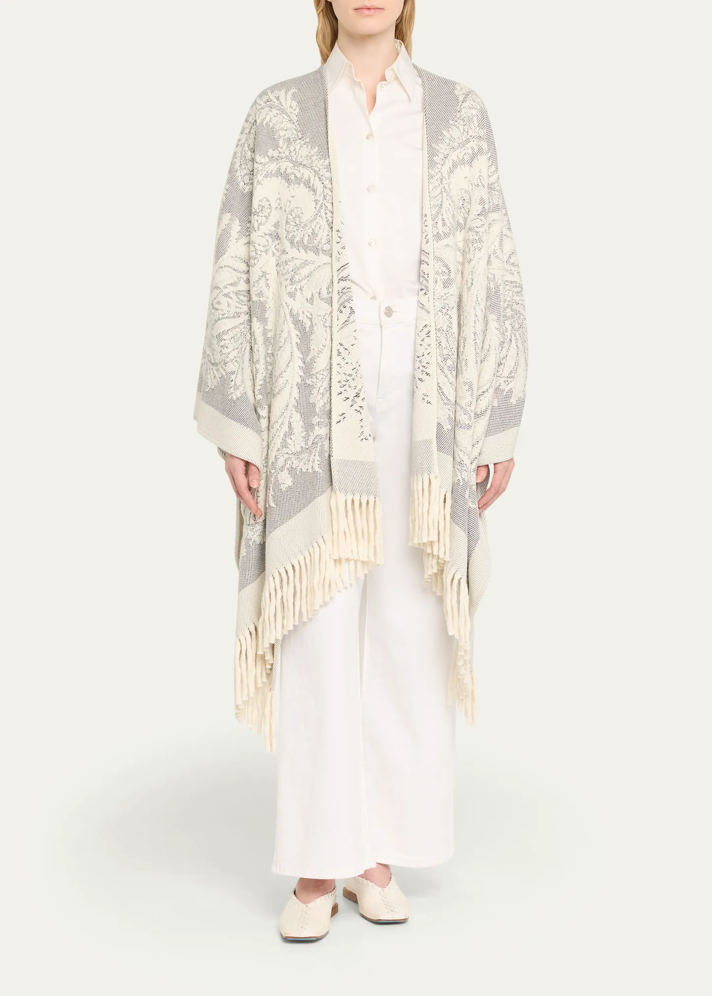 Paisley Jacquard Wool Cape