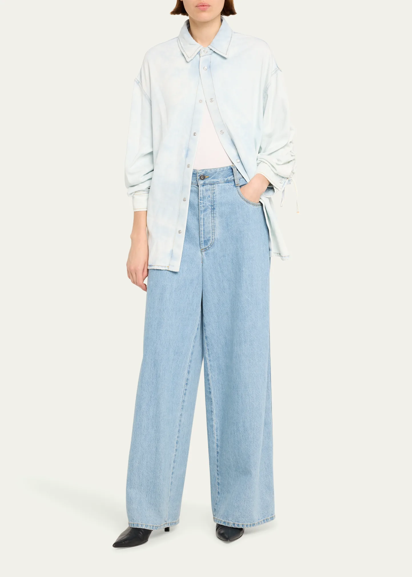 Keanu Ruched Denim Shirt