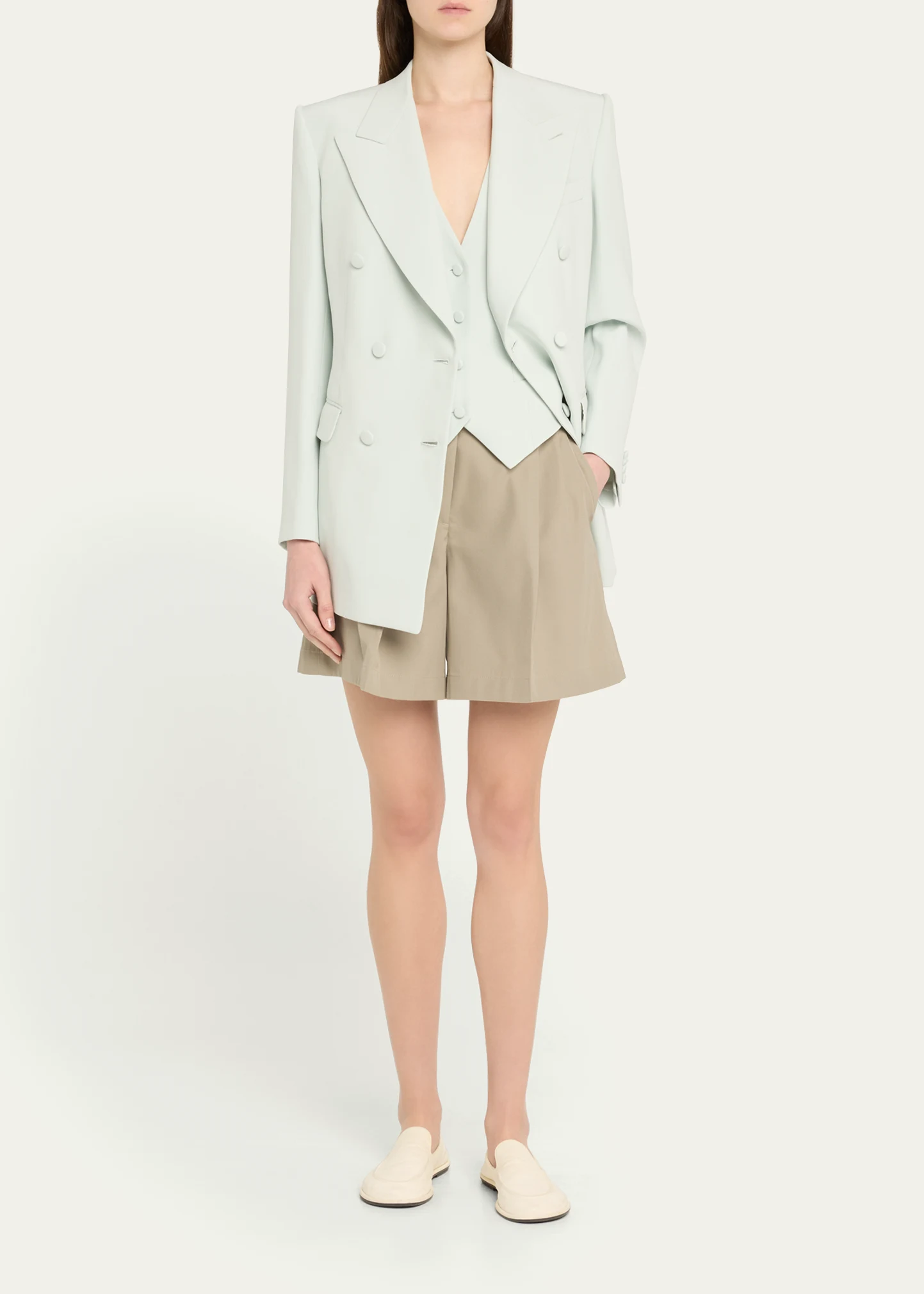Double-Breasted Cady Silk Jacket