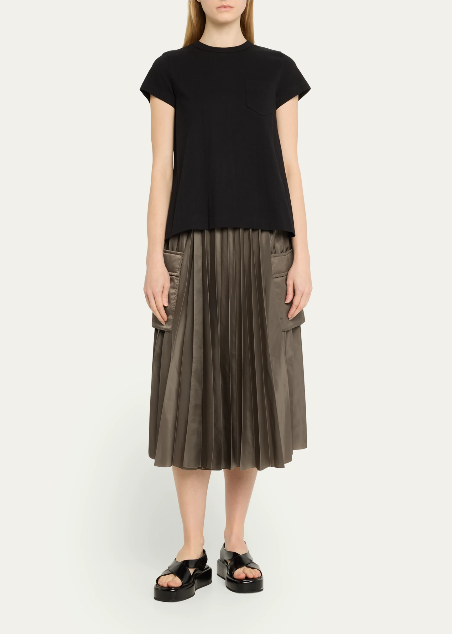 Pleated-Back Knit Tee