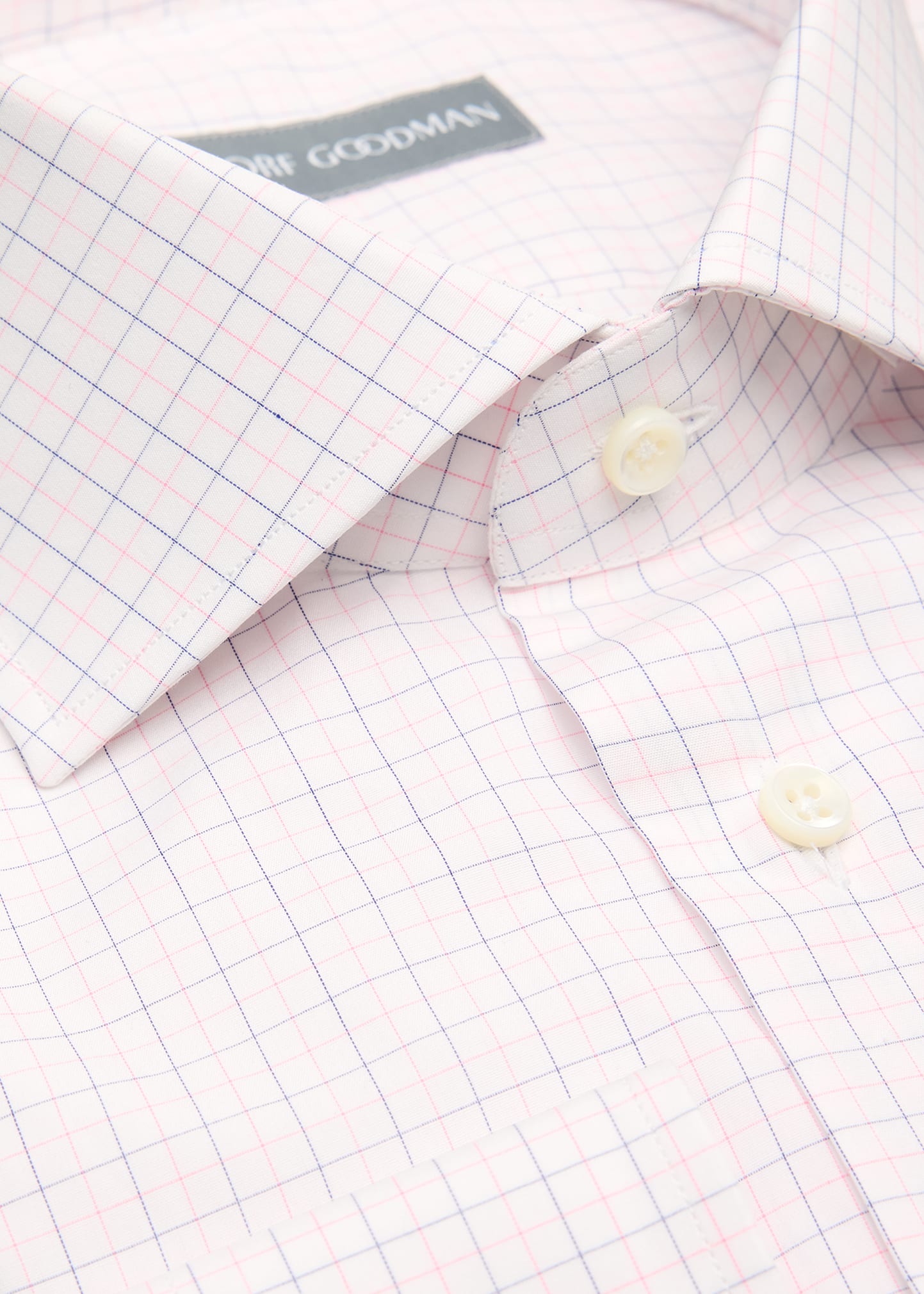 Men's Cotton Grid Check Spread Collar Dress Shirt