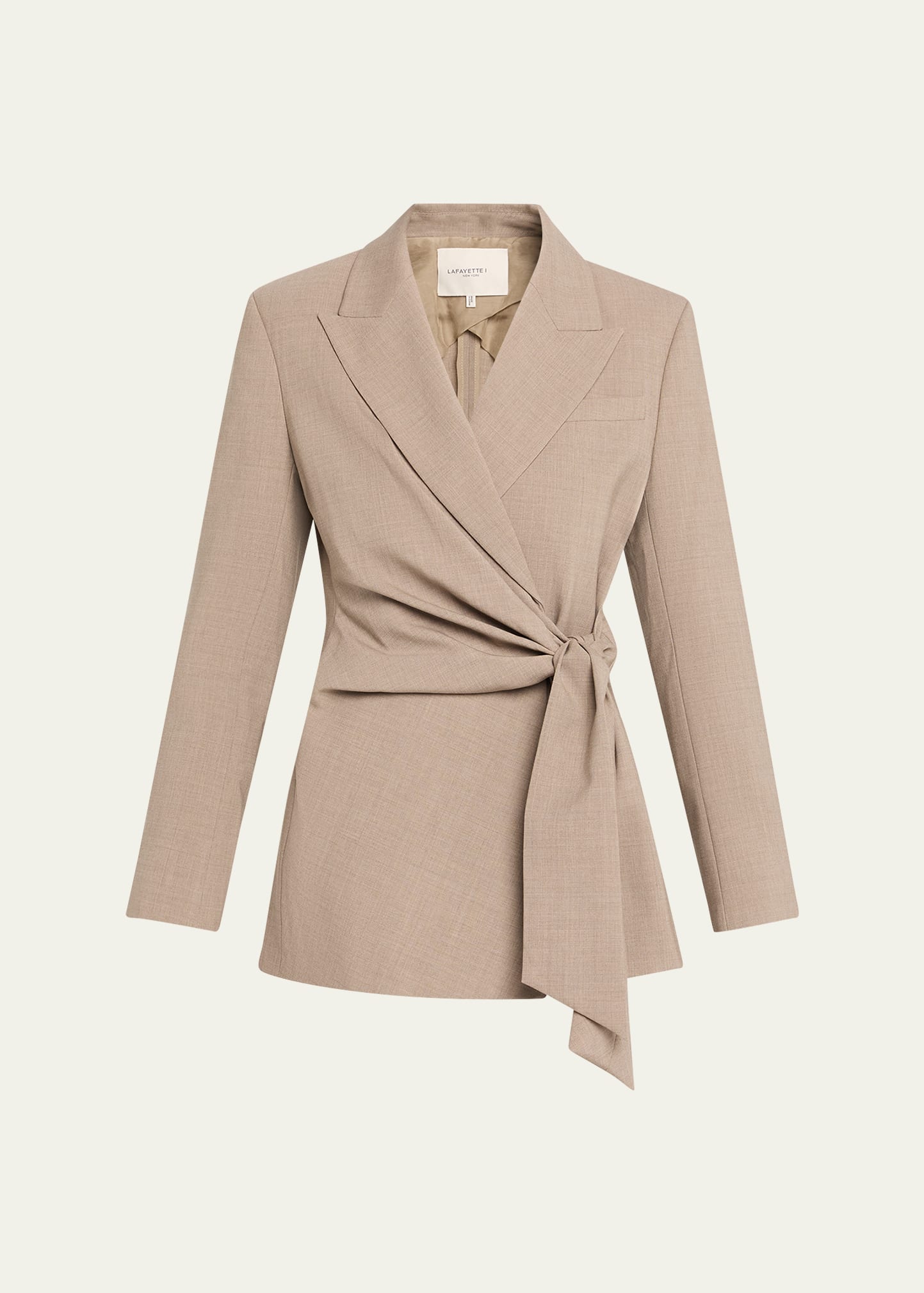 Wrap-Front Stretch Wool Blazer