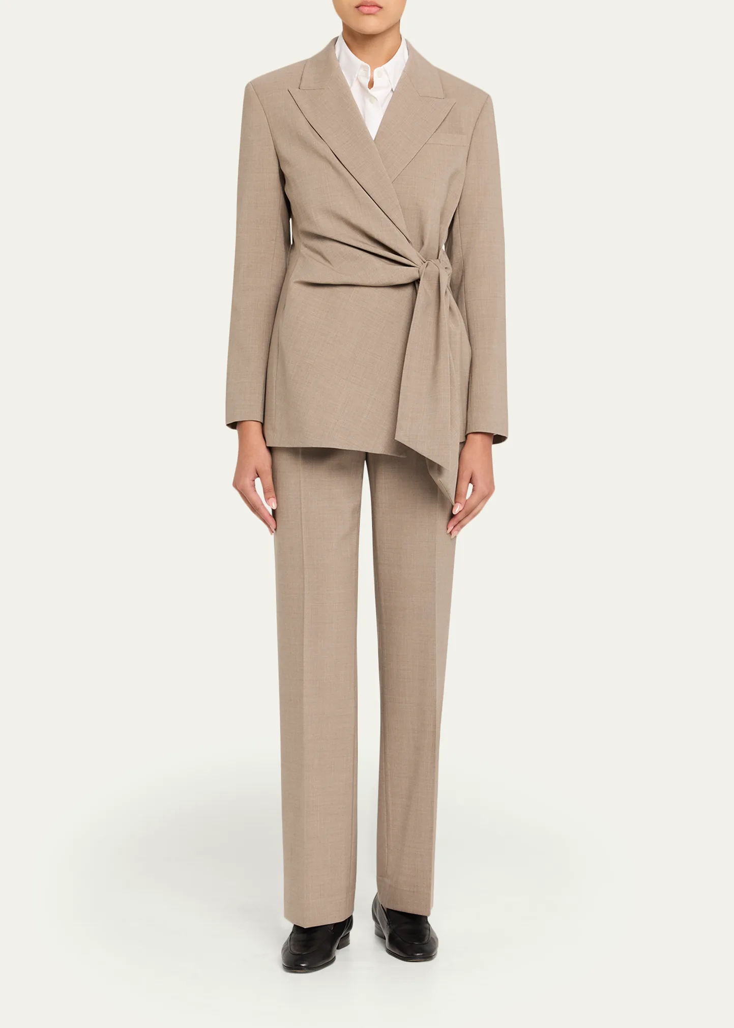 Wrap-Front Stretch Wool Blazer