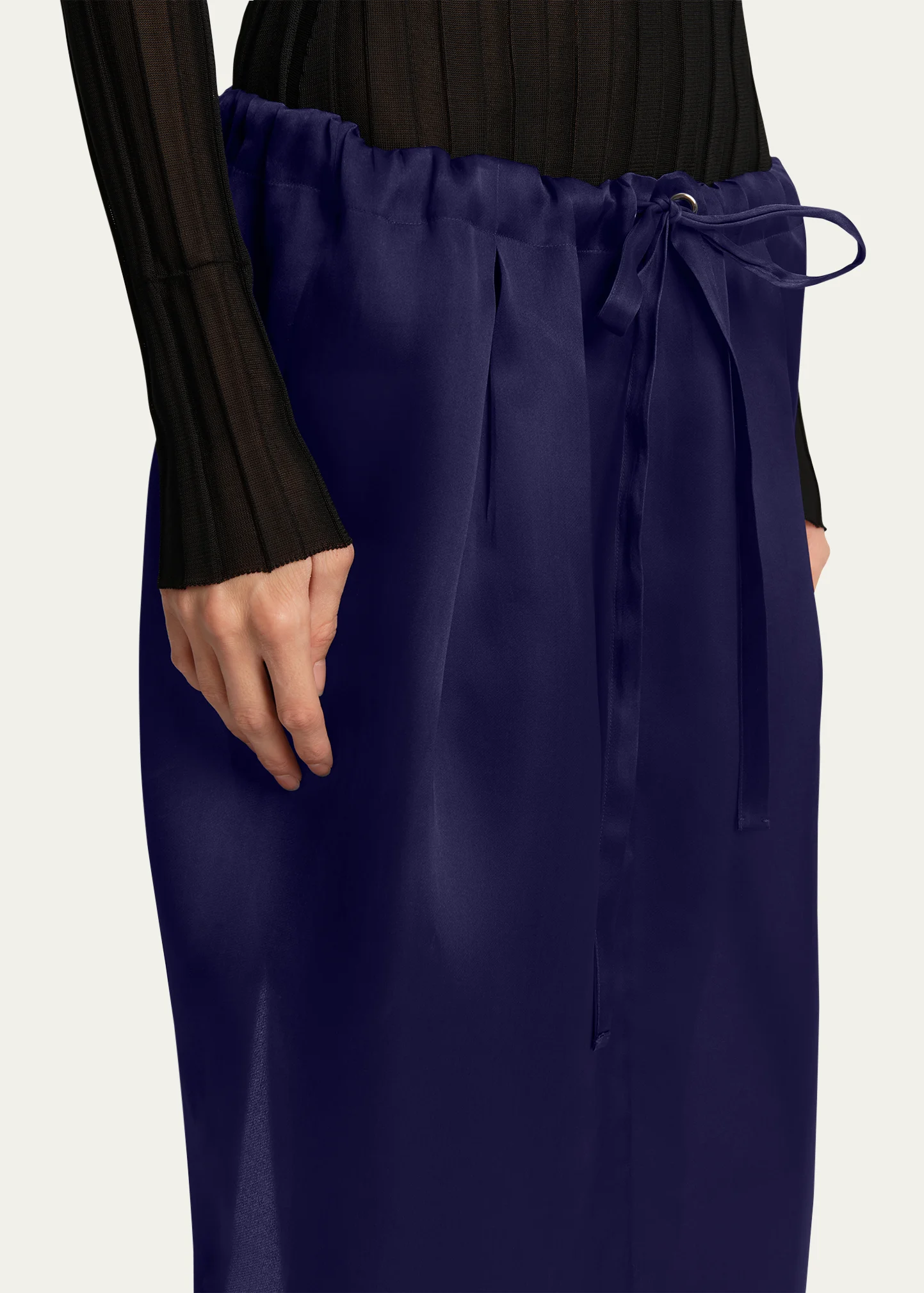 Chenton Long Drawcord Silk Skirt