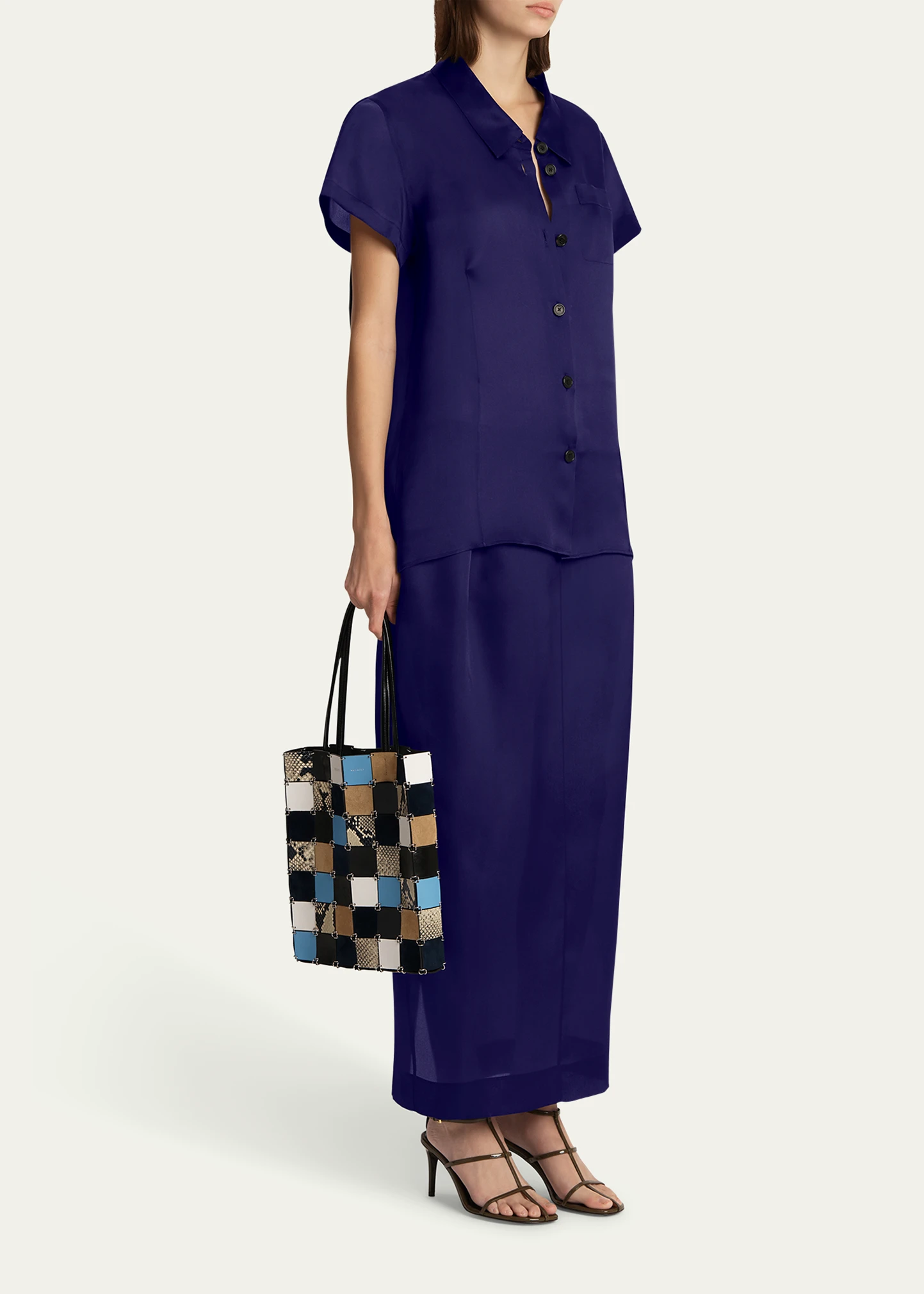Chenton Long Drawcord Silk Skirt