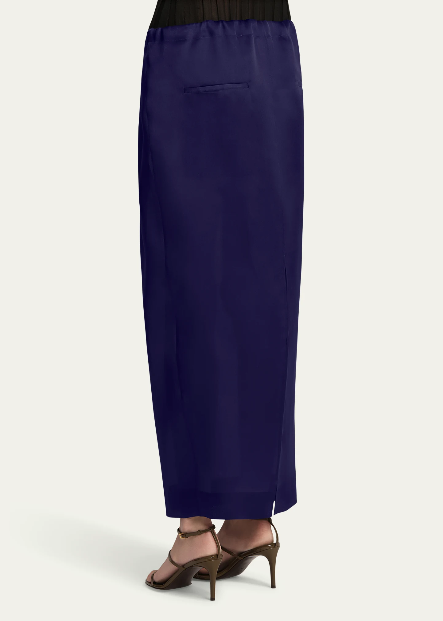 Chenton Long Drawcord Silk Skirt
