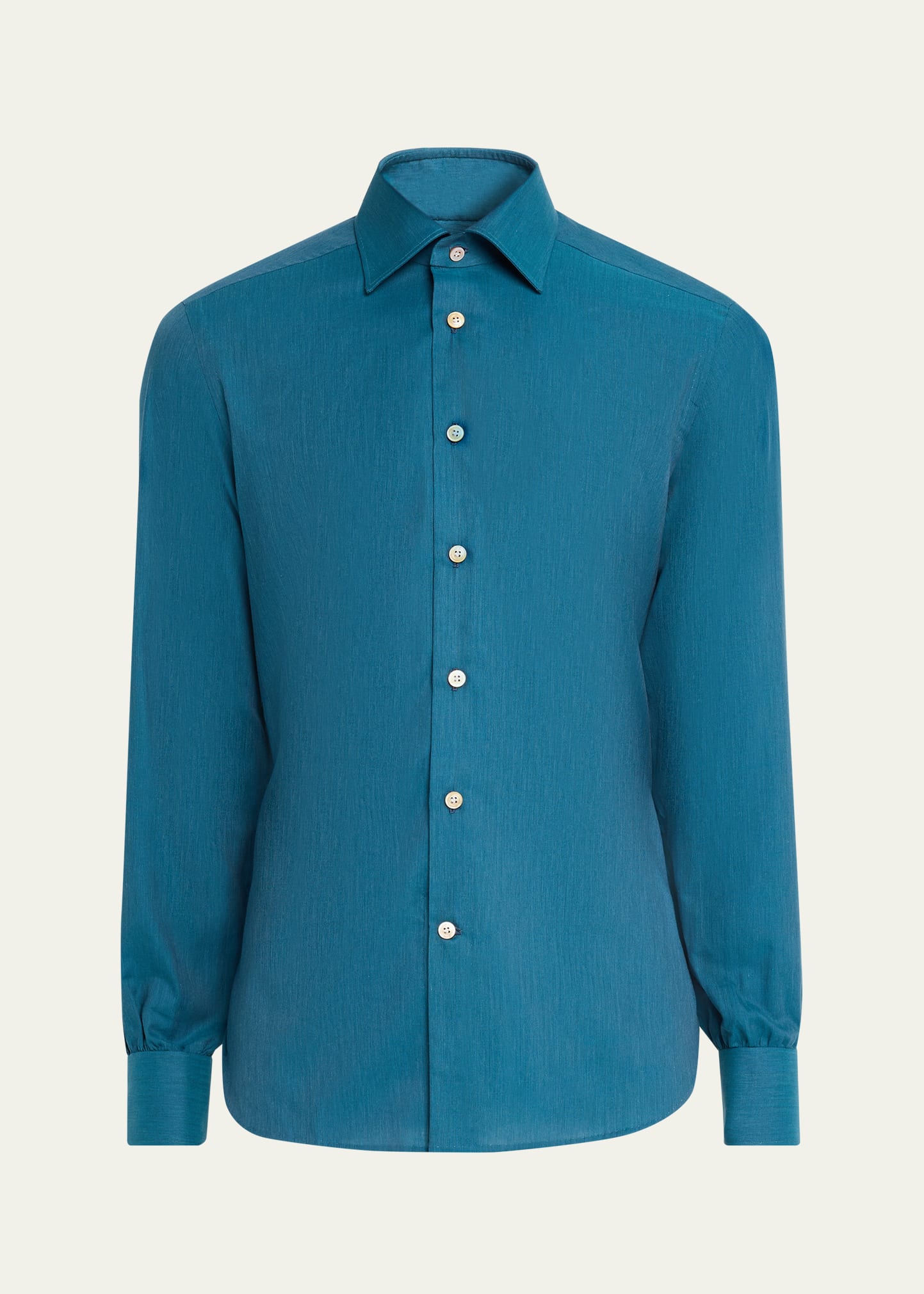 Men's Modern Fit Cotton Micro-Herringbone Sport Shirt