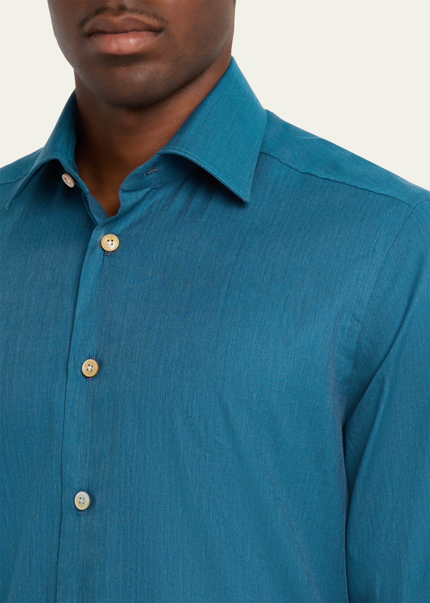Men's Modern Fit Cotton Micro-Herringbone Sport Shirt