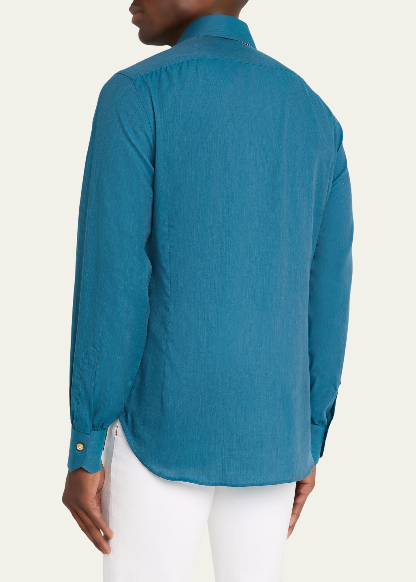 Men's Modern Fit Cotton Micro-Herringbone Sport Shirt