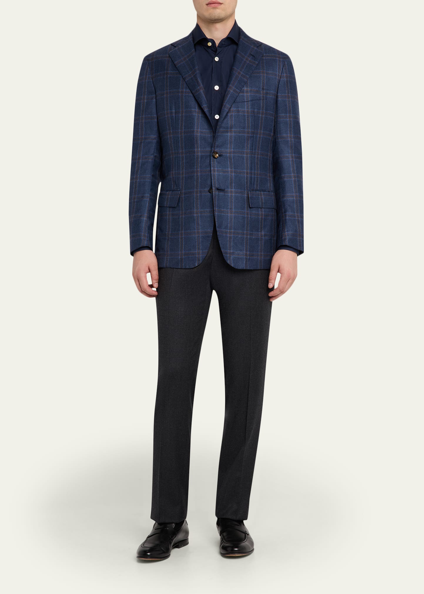 Men's Wool and Cashmere Flat-Front Pants