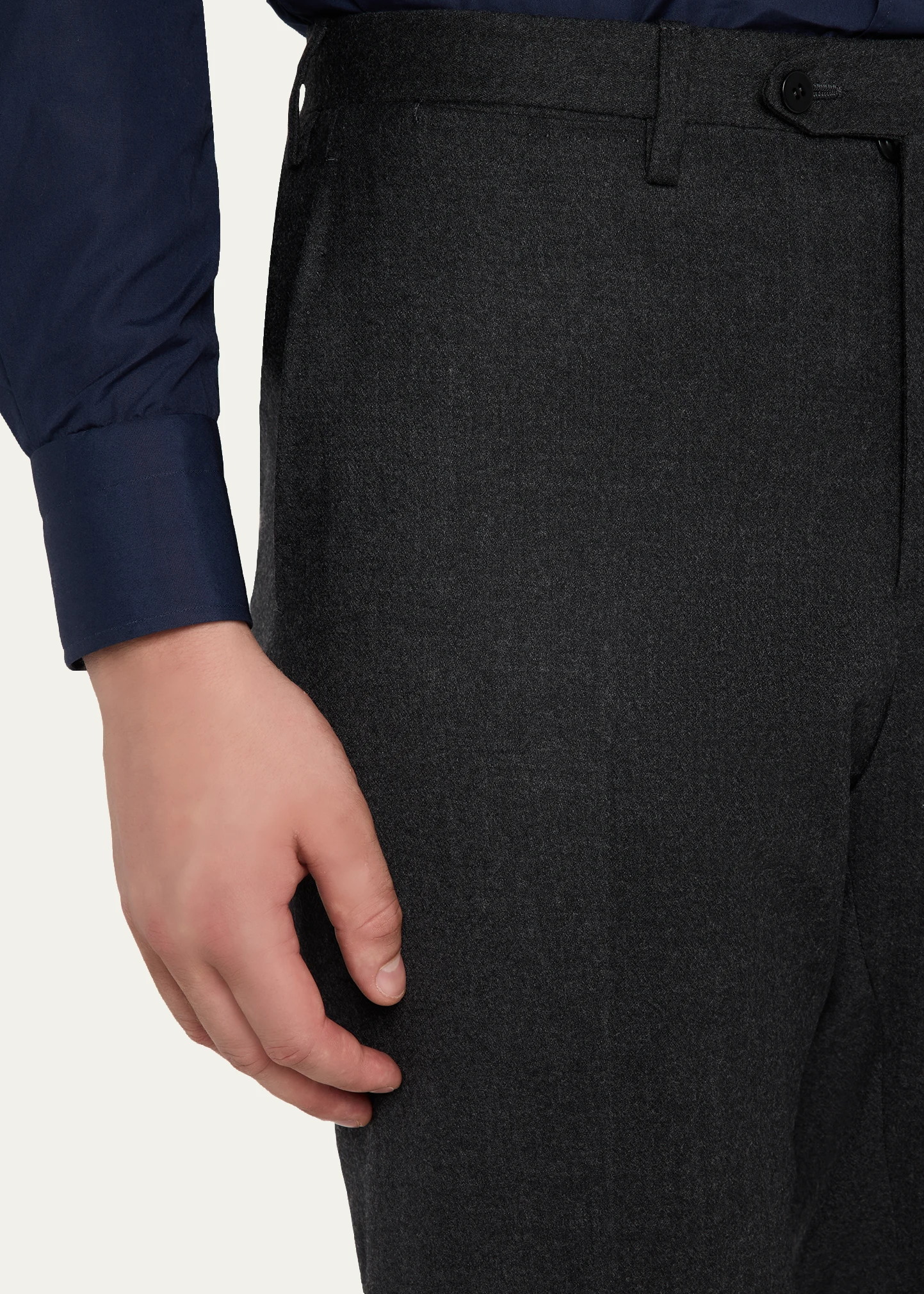 Men's Wool and Cashmere Flat-Front Pants