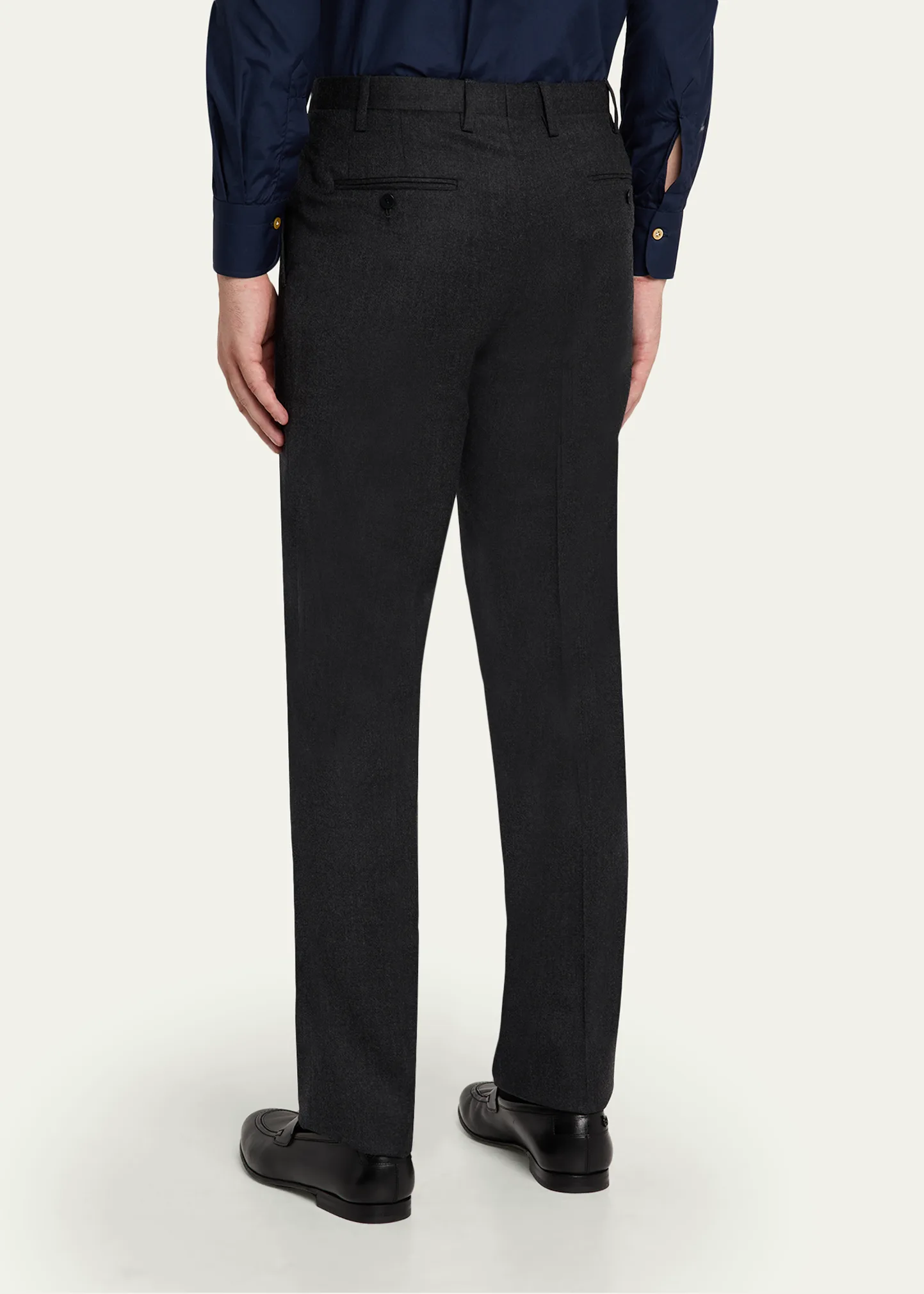 Men's Wool and Cashmere Flat-Front Pants