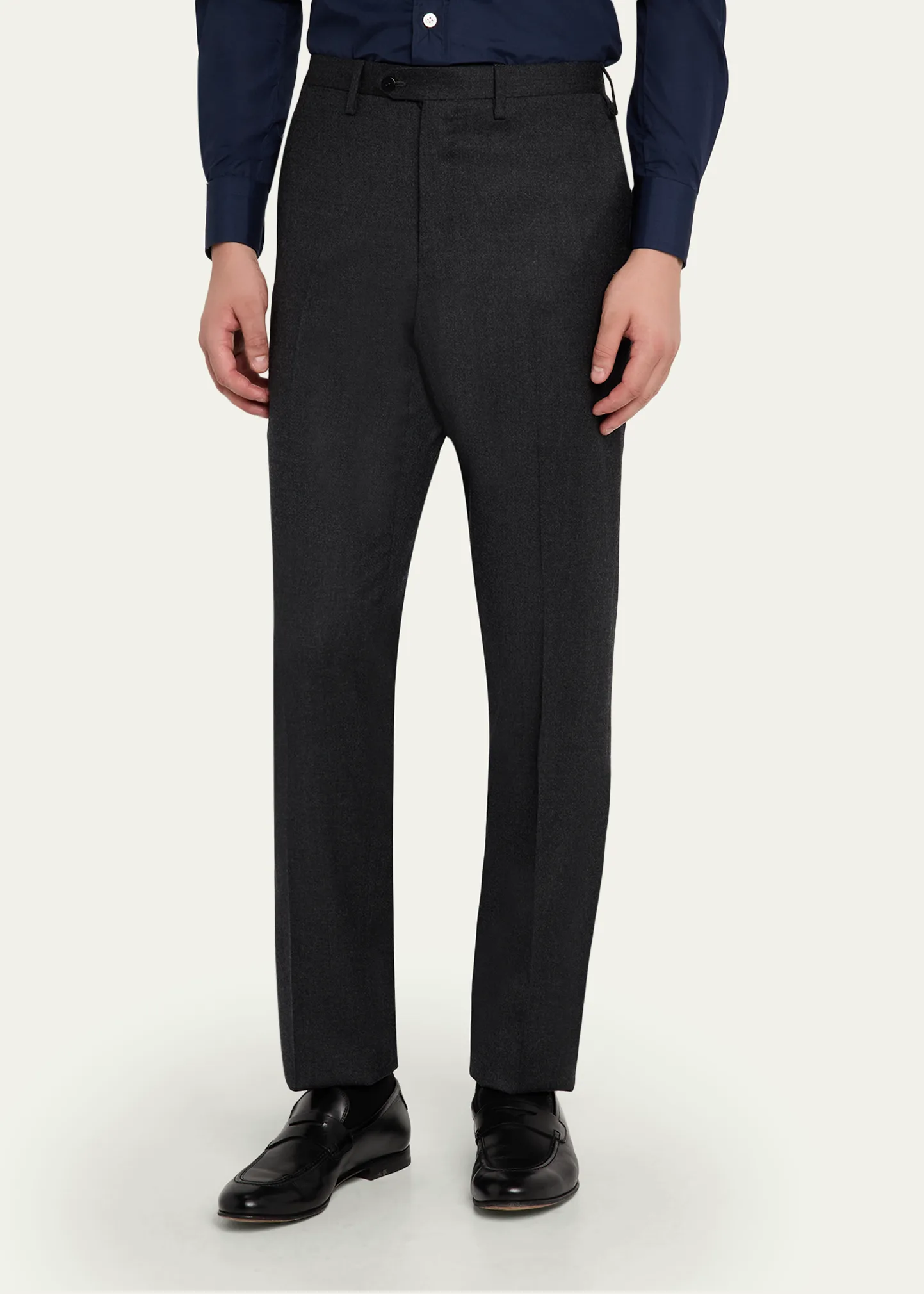 Men's Wool and Cashmere Flat-Front Pants