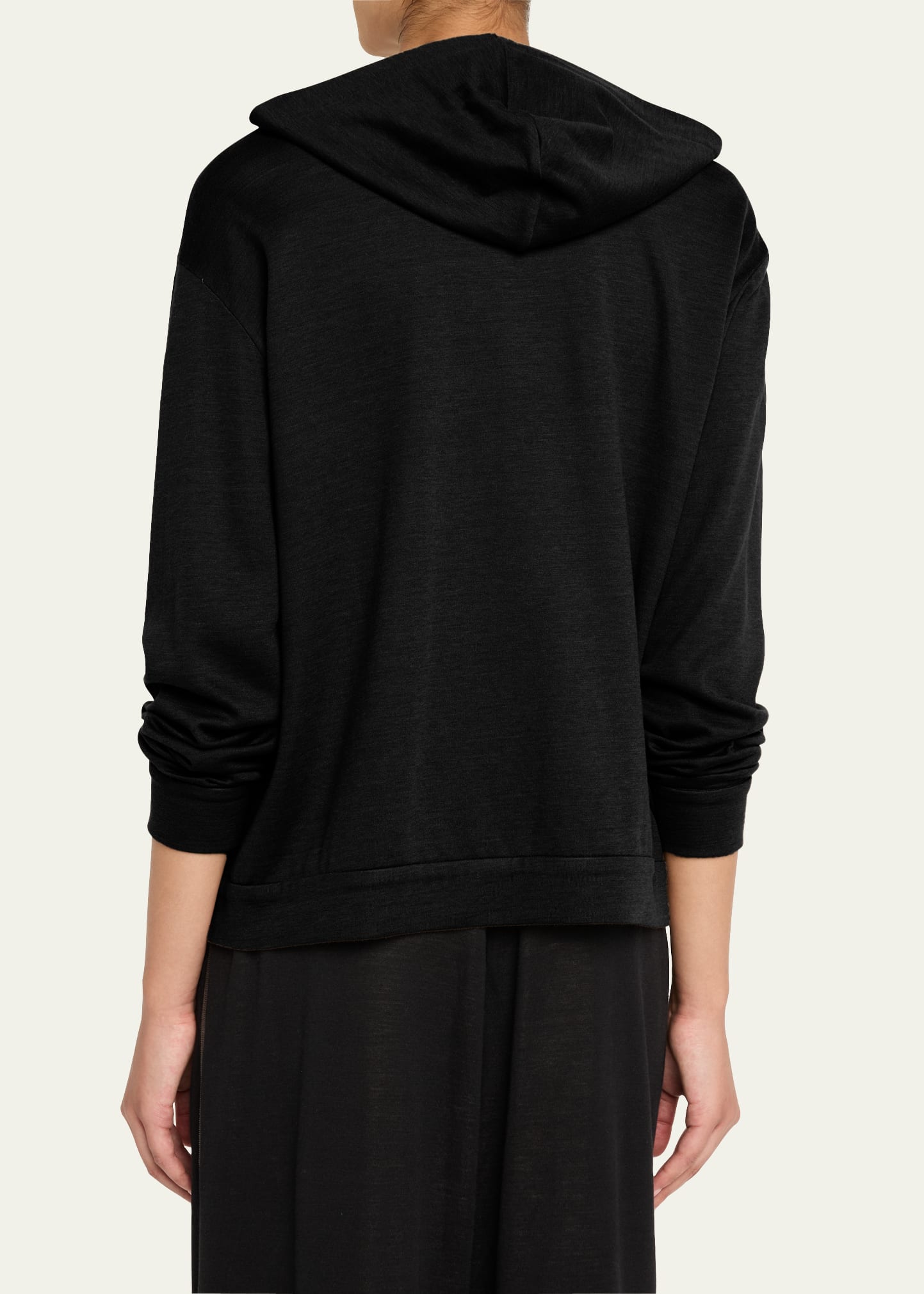 Monili-Trim Cotton-Silk Felpa Zip Hooded Jacket