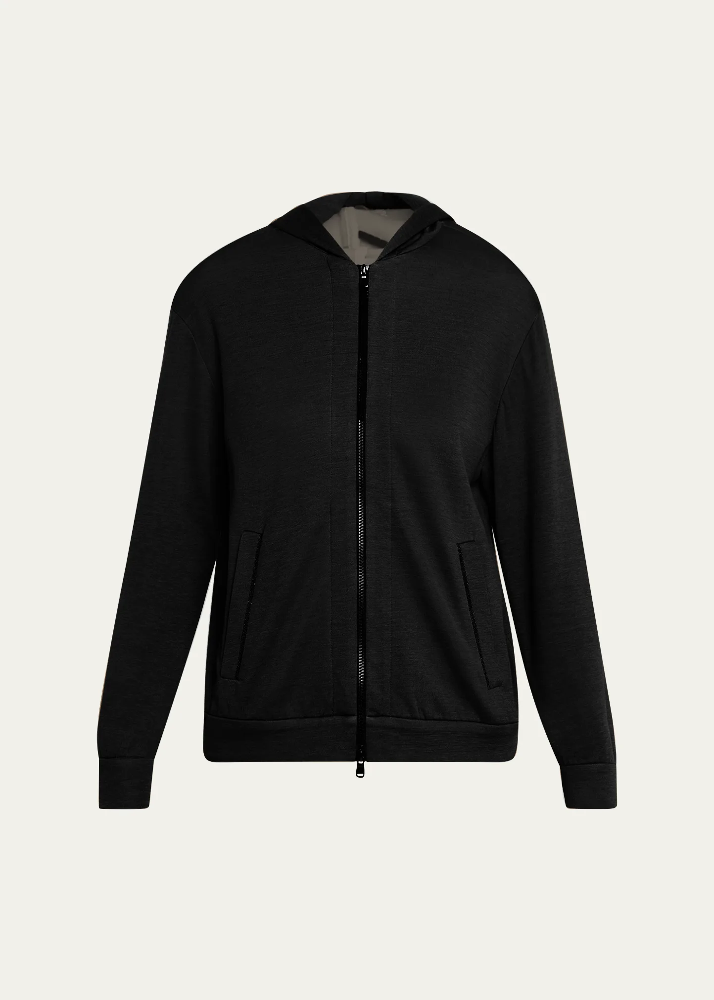 Monili-Trim Cotton-Silk Felpa Zip Hooded Jacket