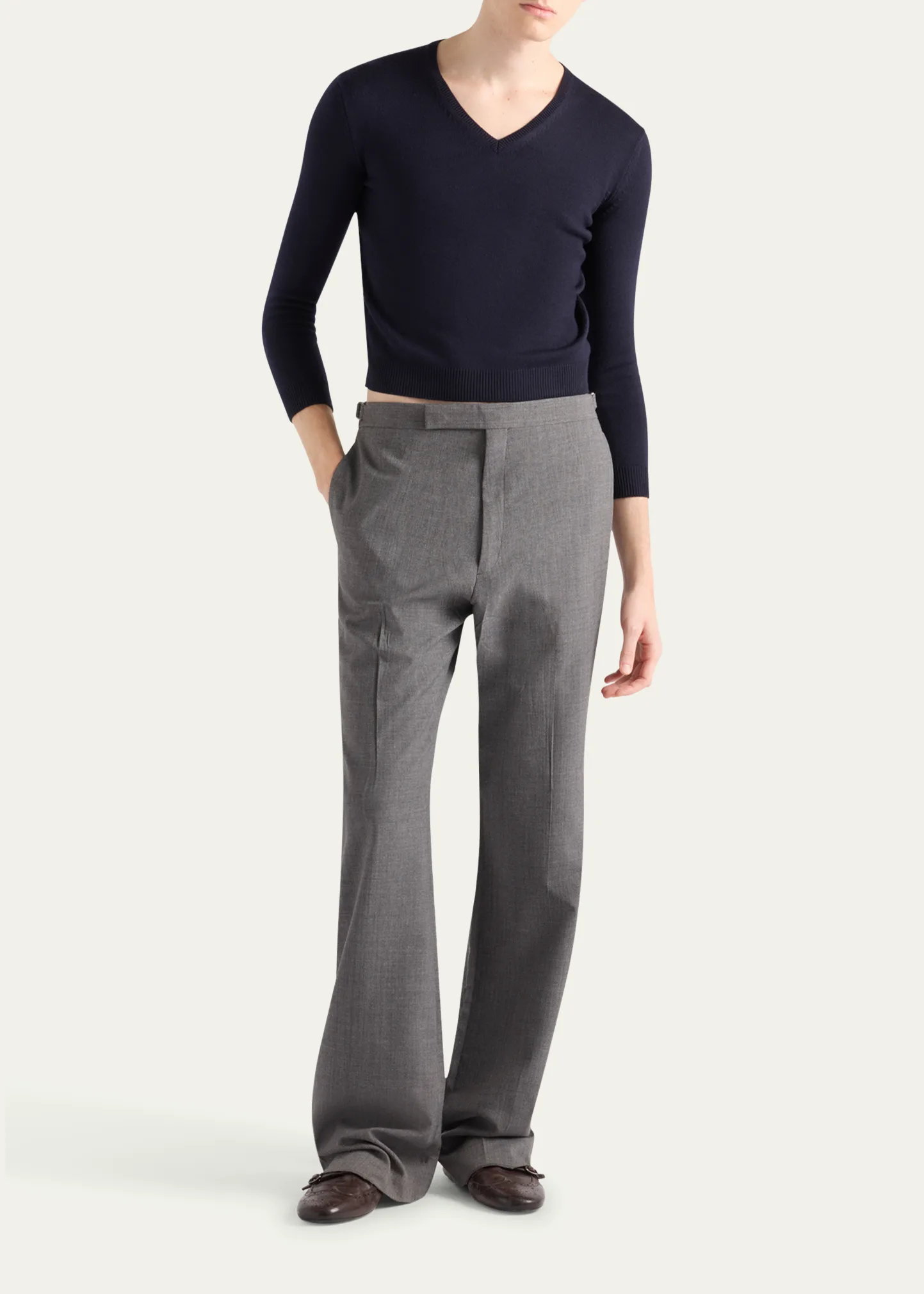 Men's Technical Wool Wide-Leg Trousers