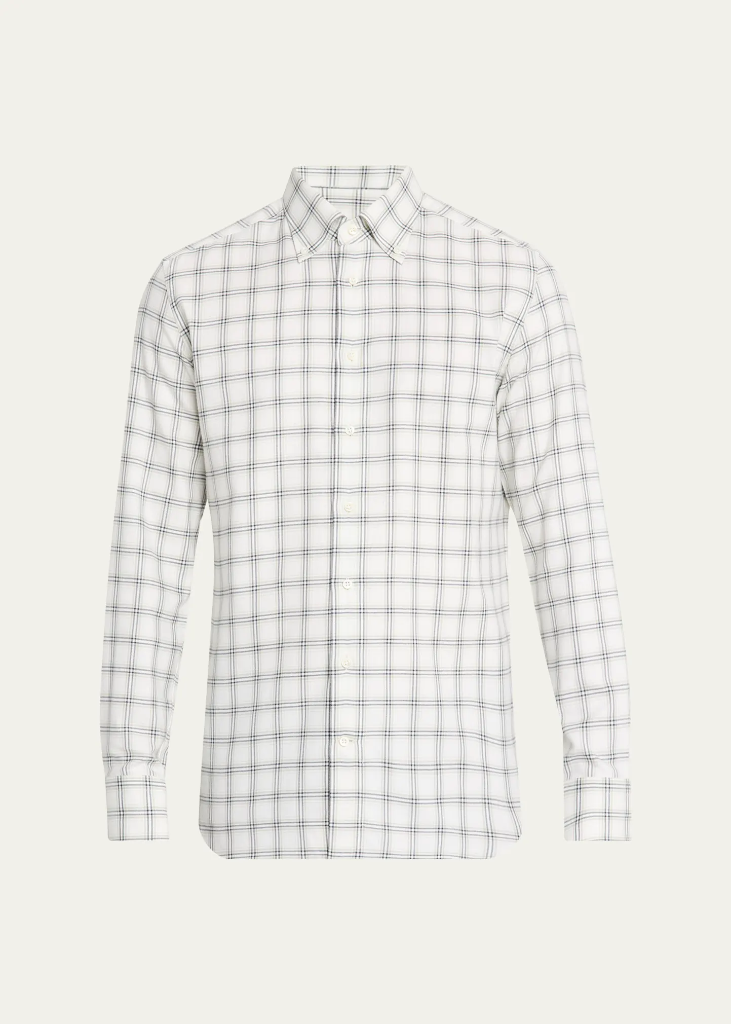 Men's Cotton-Cashmere Windowpane Classic Fit Button-Down Shirt