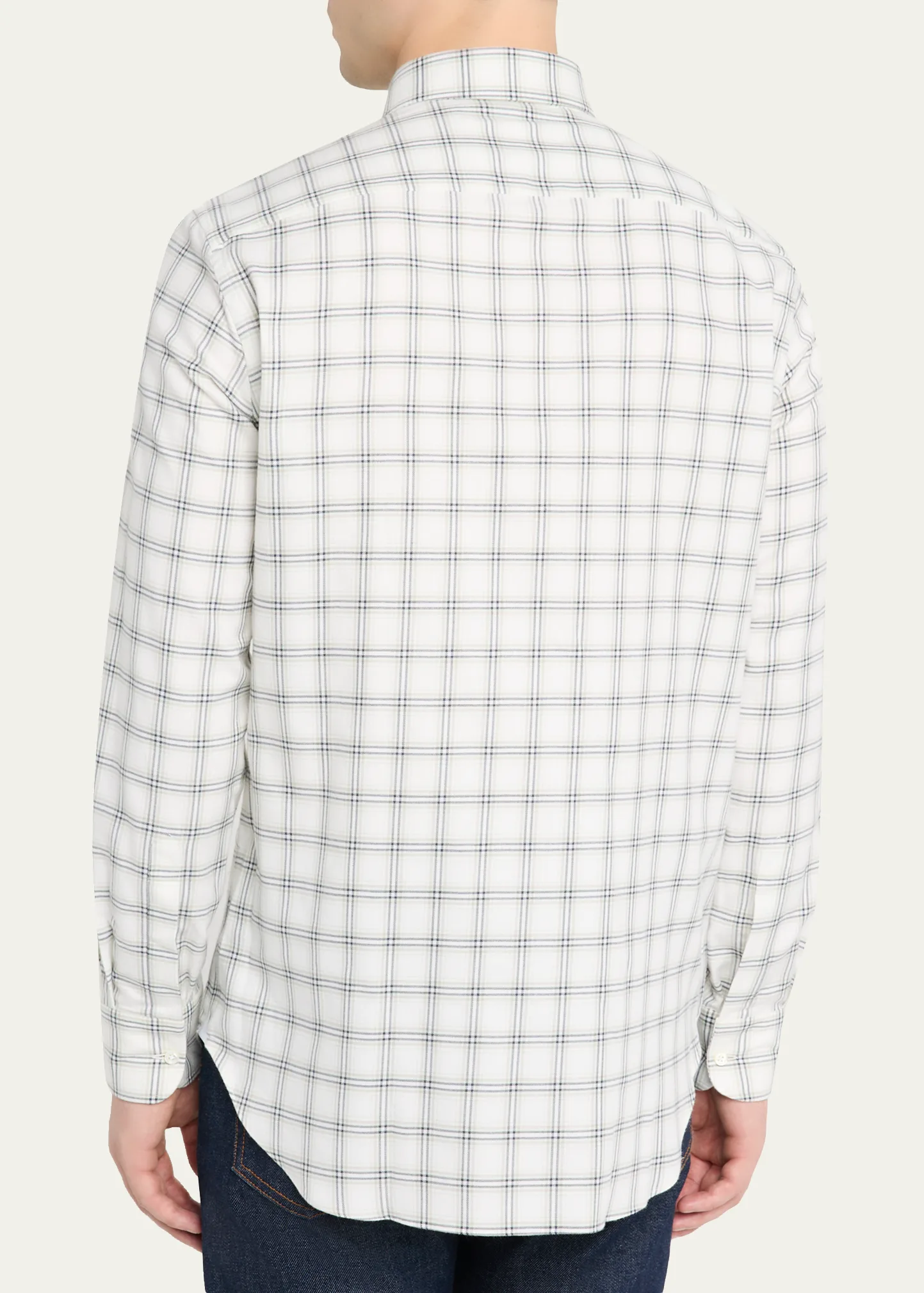 Men's Cotton-Cashmere Windowpane Classic Fit Button-Down Shirt