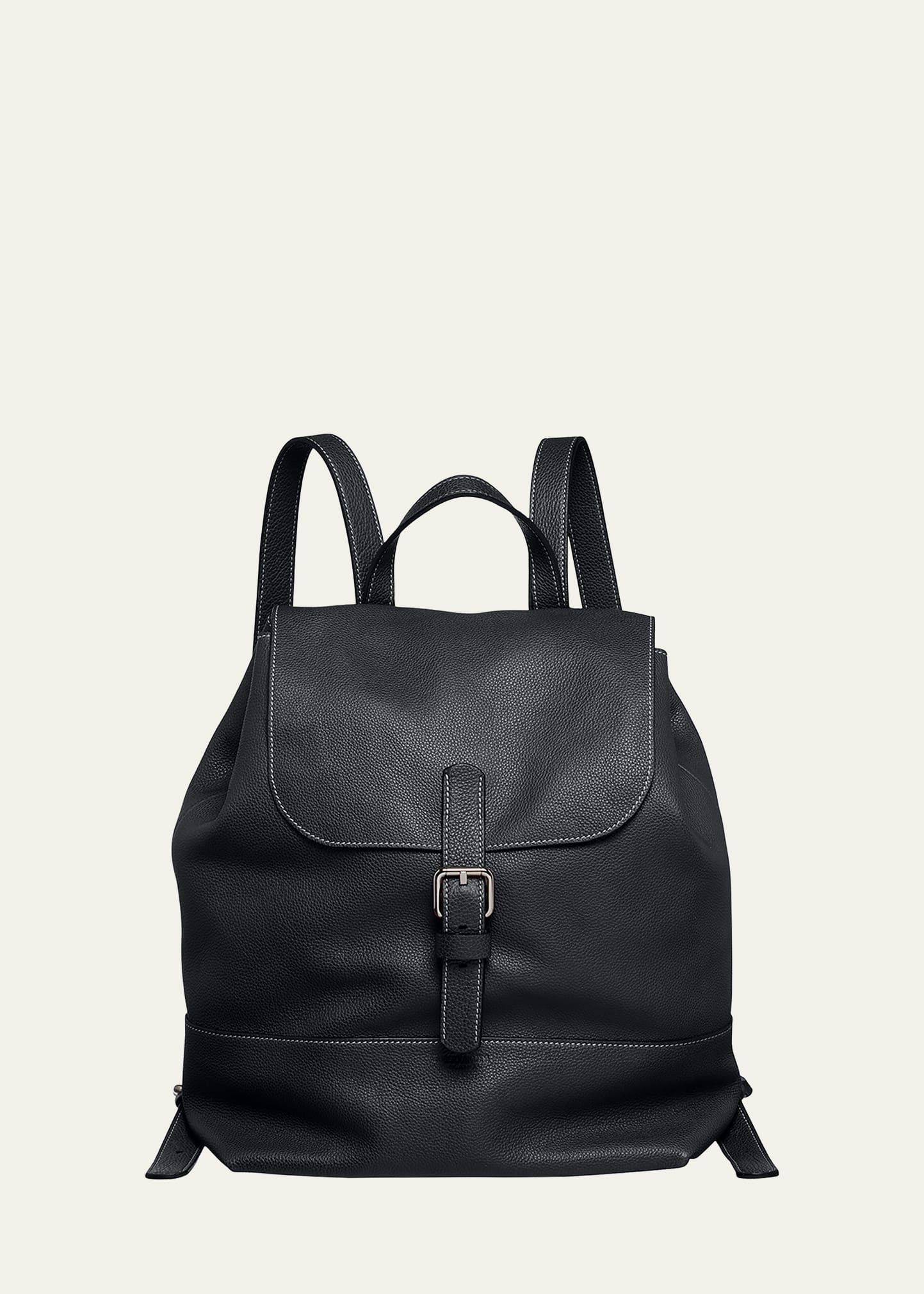 Men's Pebble Leather Flap-Top Backpack