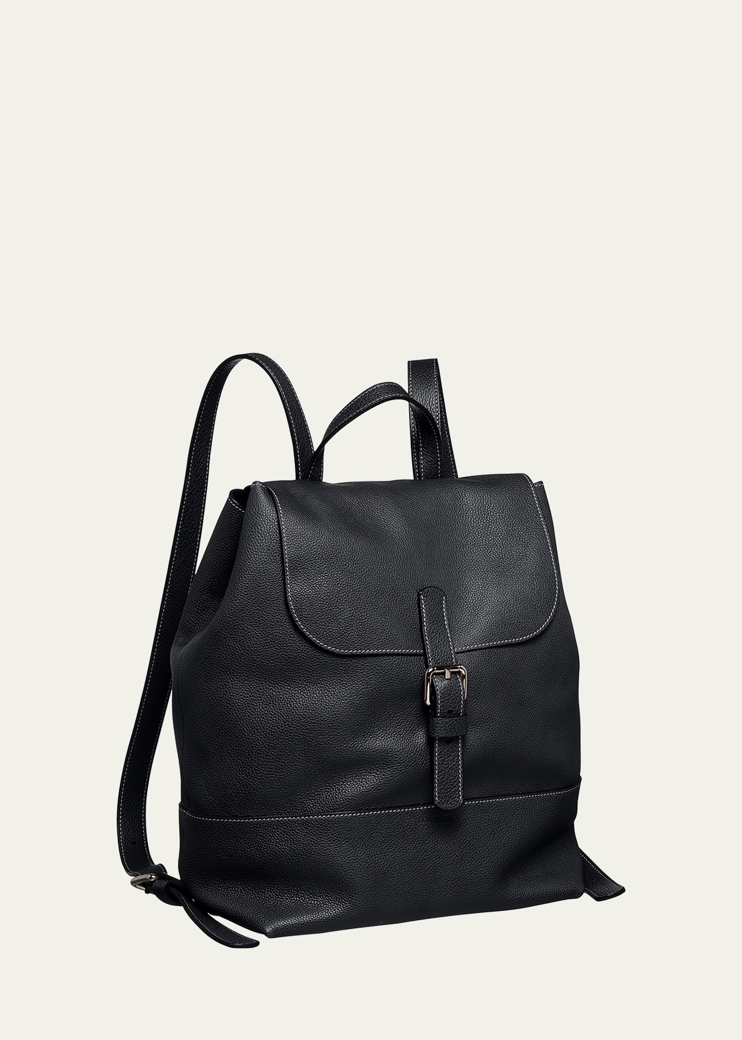 Men's Pebble Leather Flap-Top Backpack