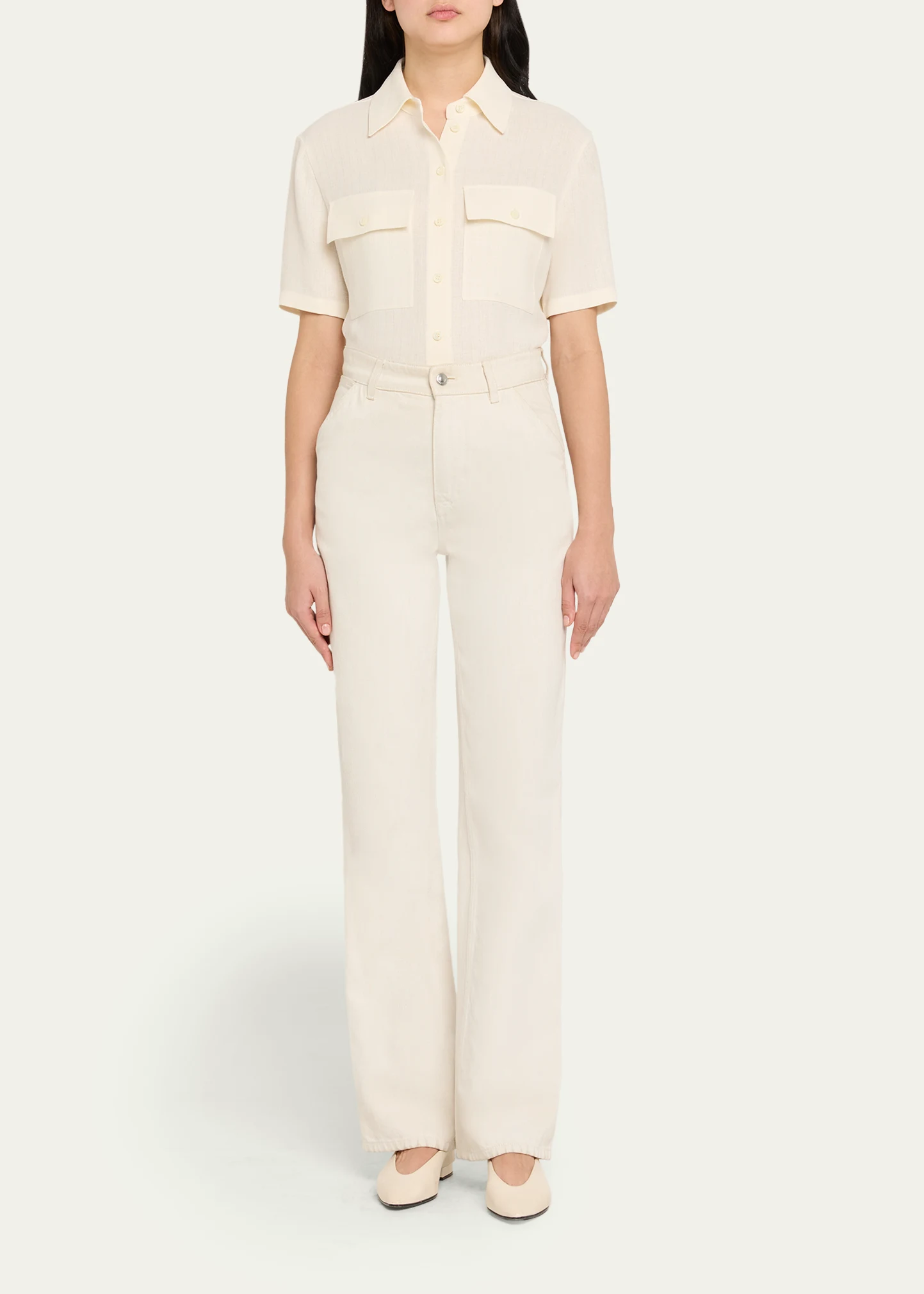 Shirley Short-Sleeve Light Linen Crepe Shirt 12 Shirley Short-Sleeve Light Linen Crepe Shirt
