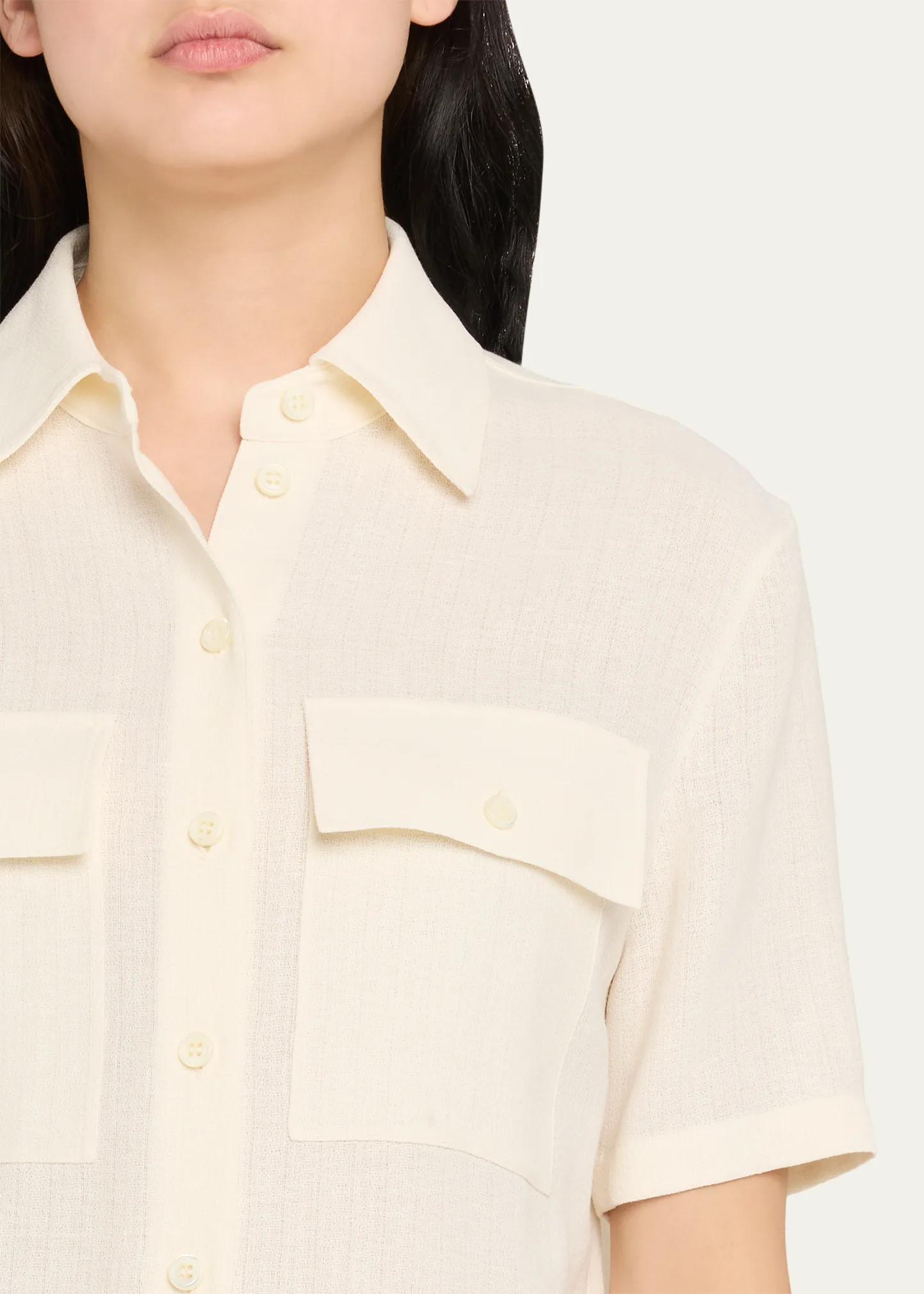 Shirley Short-Sleeve Light Linen Crepe Shirt 15 Shirley Short-Sleeve Light Linen Crepe Shirt