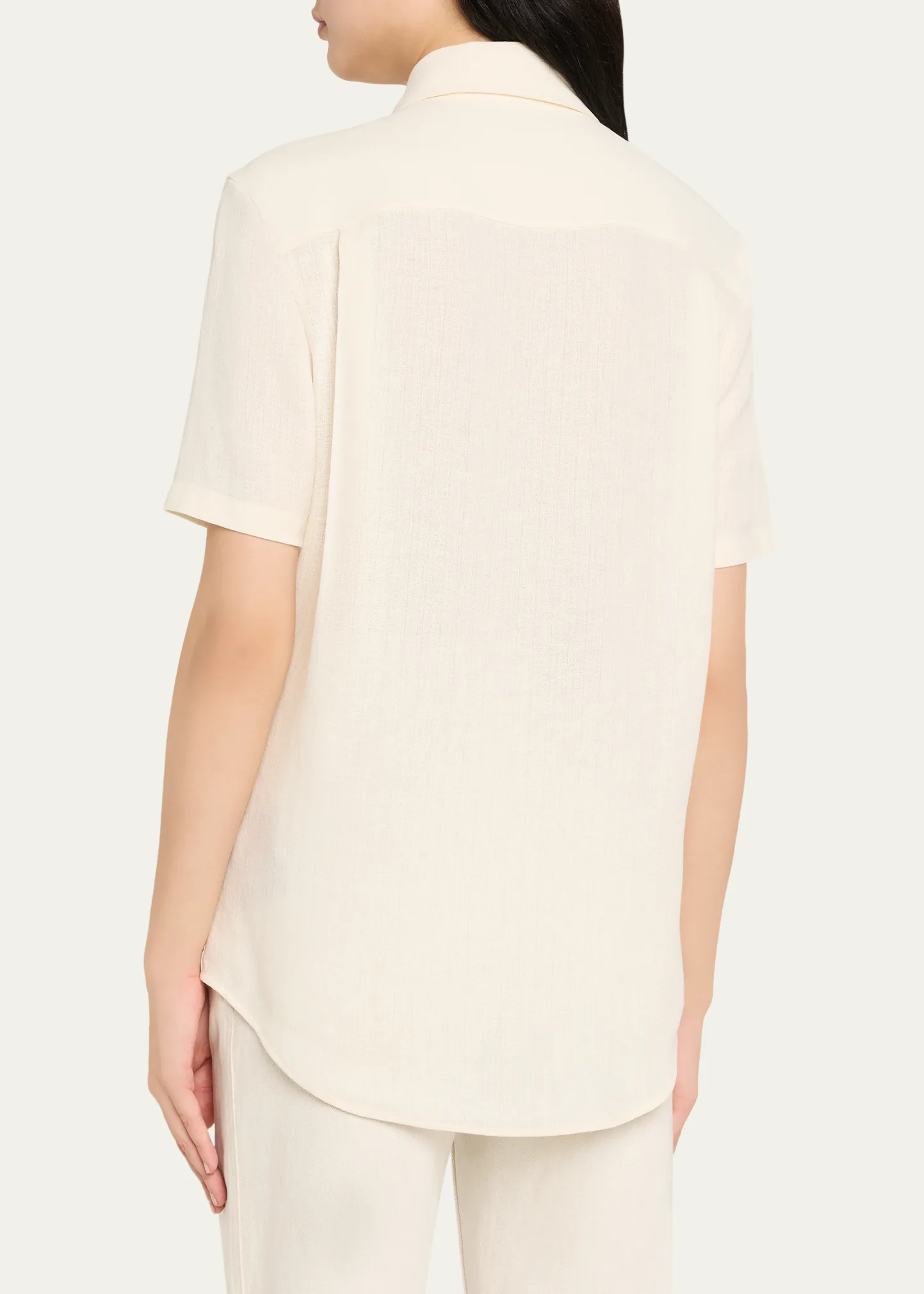 Shirley Short-Sleeve Light Linen Crepe Shirt 3 Shirley Short-Sleeve Light Linen Crepe Shirt
