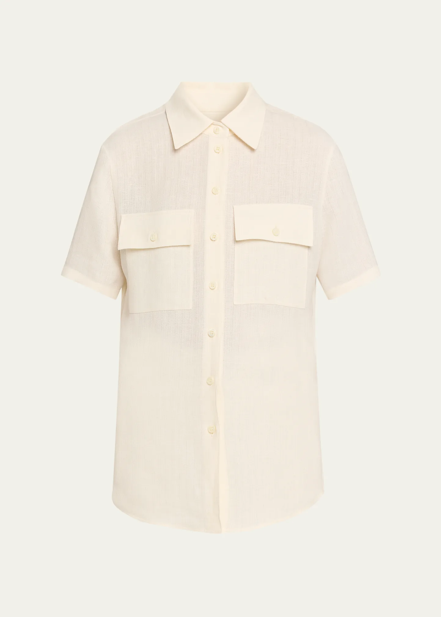 Shirley Short-Sleeve Light Linen Crepe Shirt 6 Shirley Short-Sleeve Light Linen Crepe Shirt
