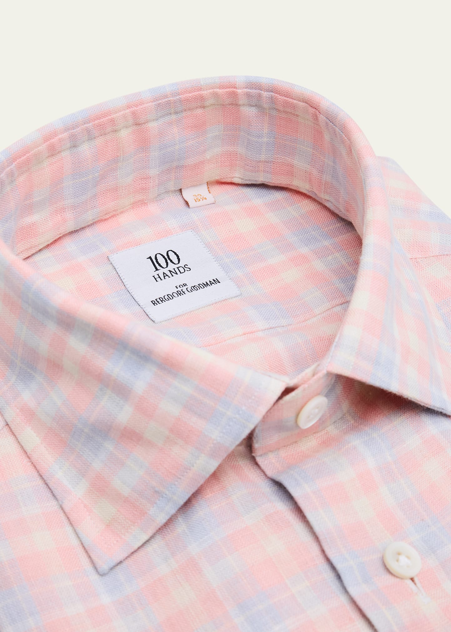 Men's Linen Plaid Spread-Collar Sport Shirt