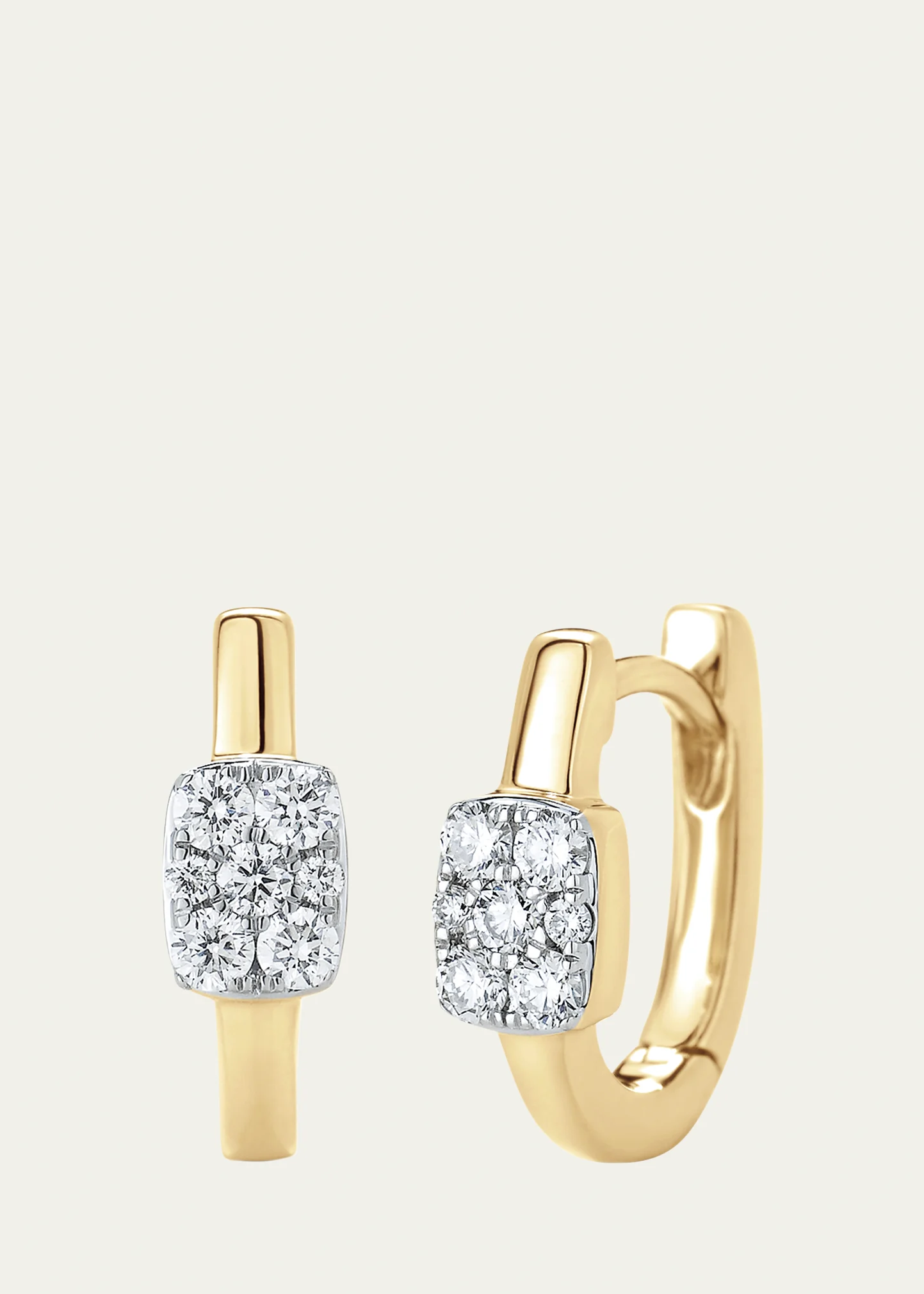 18K Yellow Gold Unity Reverie Diamond Cushion Huggie Earrings
