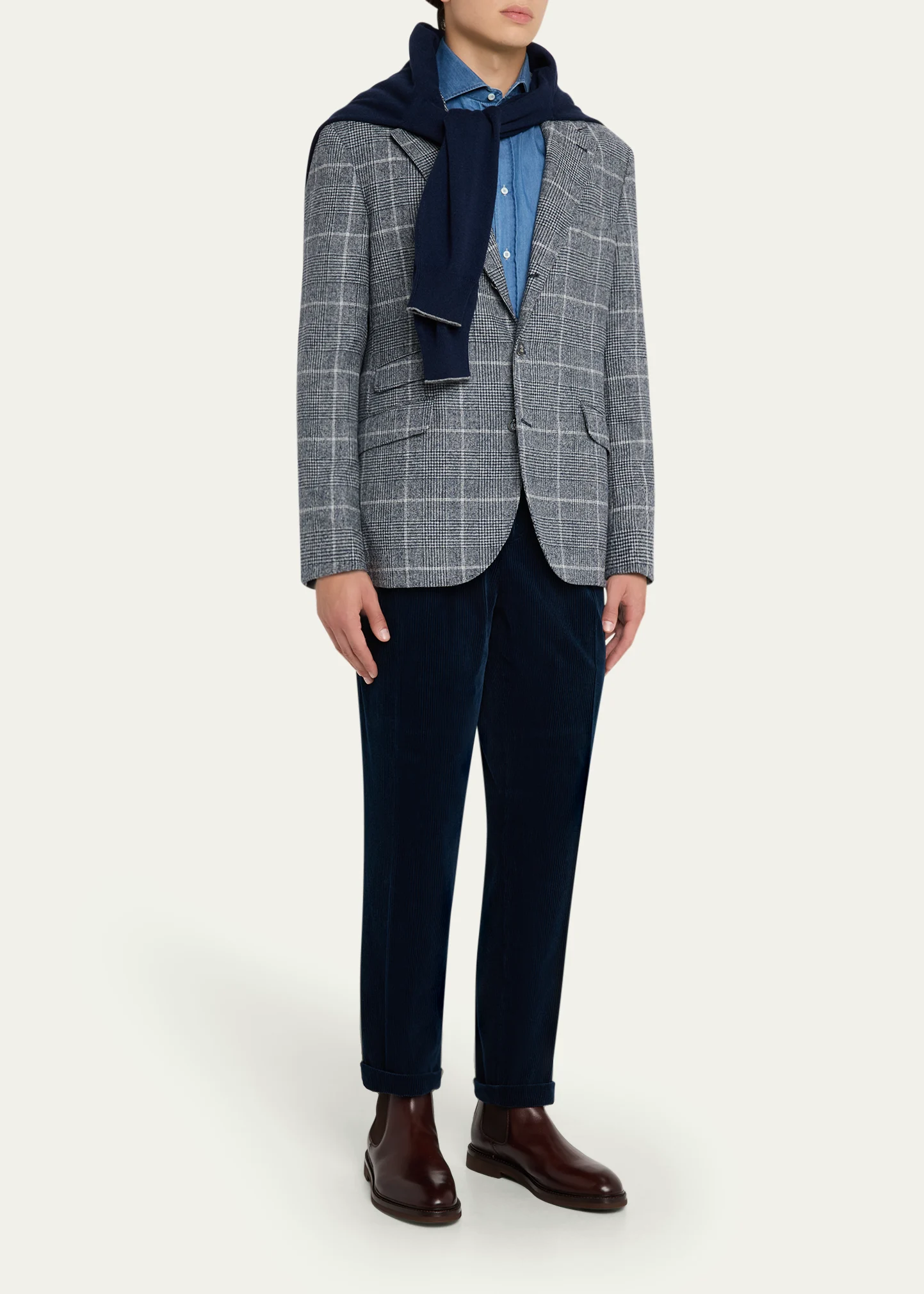 Men's Cotton Corduroy Waist-Tab Pleated Pants