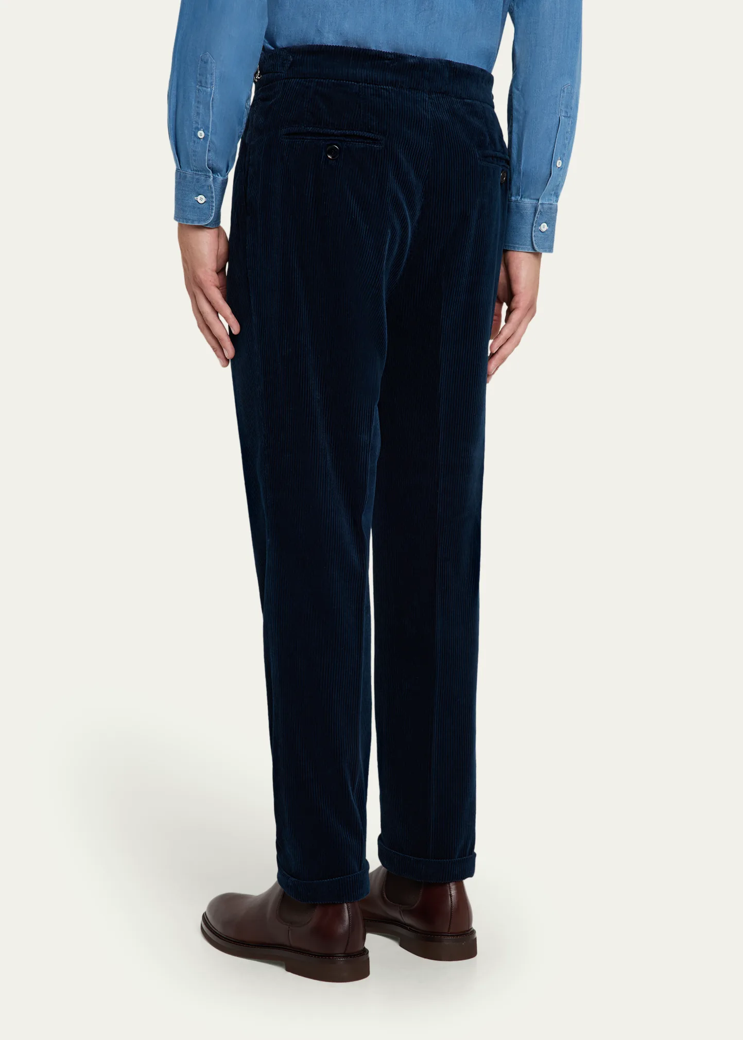 Men's Cotton Corduroy Waist-Tab Pleated Pants