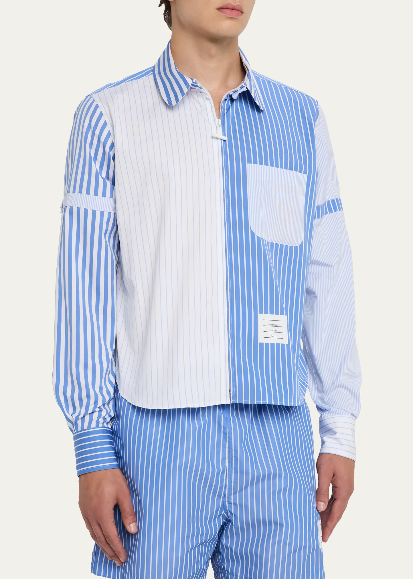Men's Poplin Funmix Stripe Full-Zip Overshirt