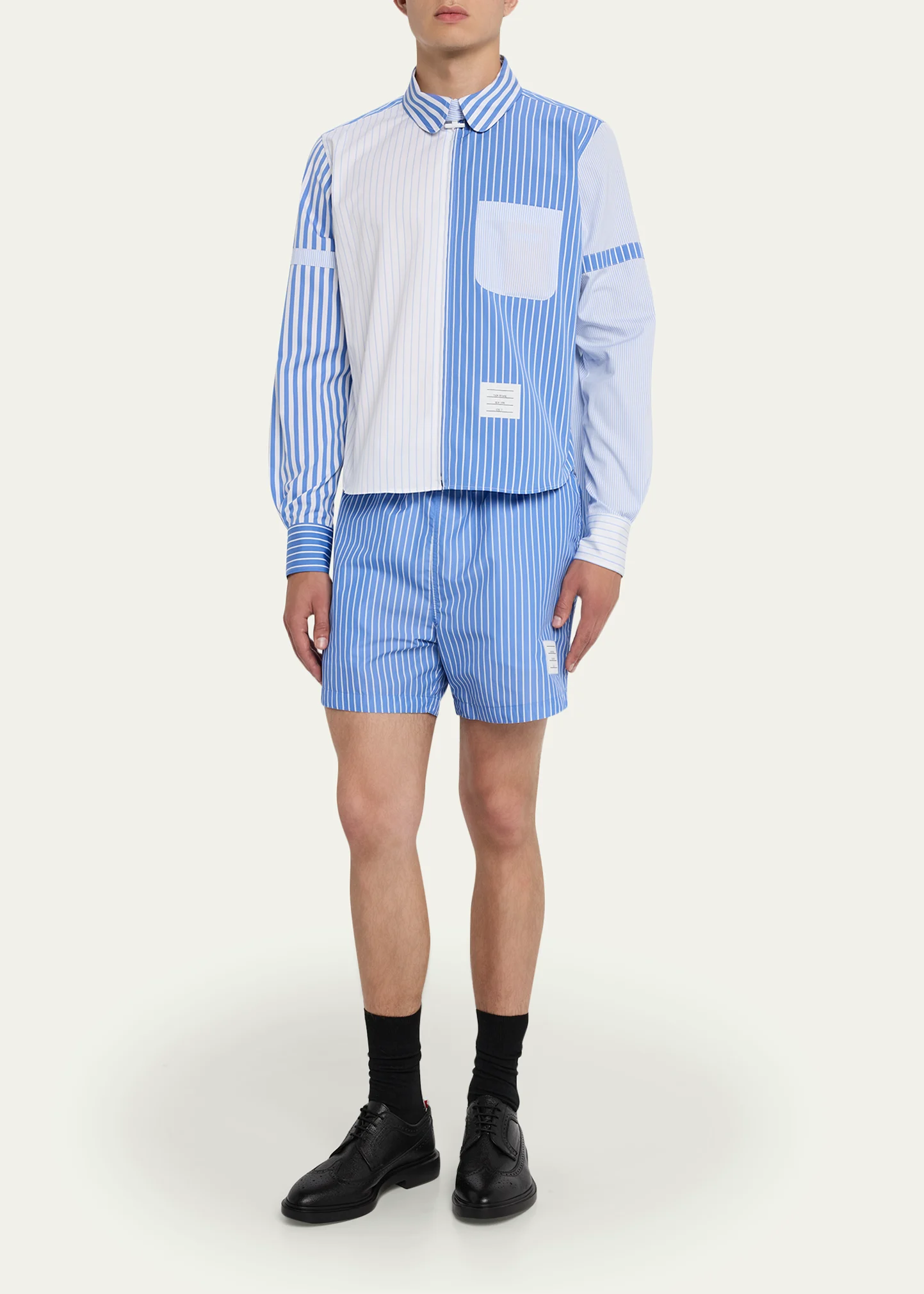 Men's Poplin Funmix Stripe Full-Zip Overshirt